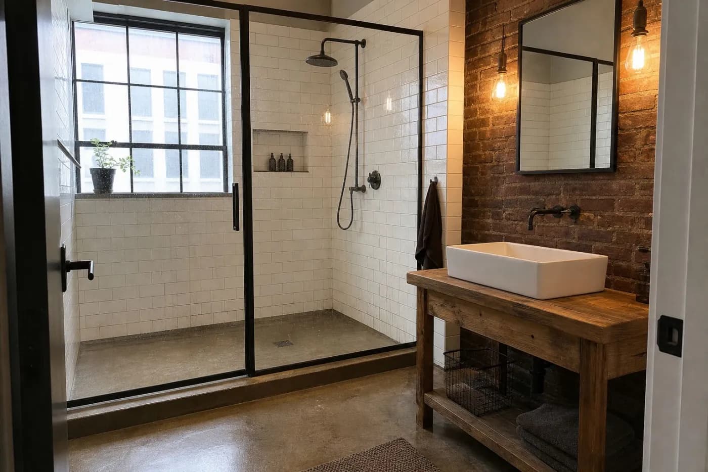 Esprit atelier pour un loft : métro, verrière et brique