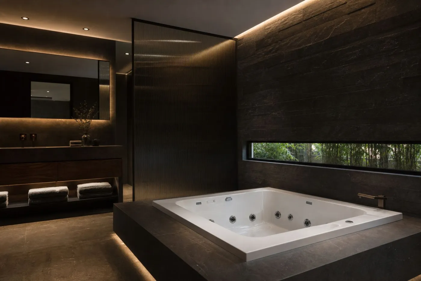 Le spa privé aux murs de pierre noire — Saint-Cloud